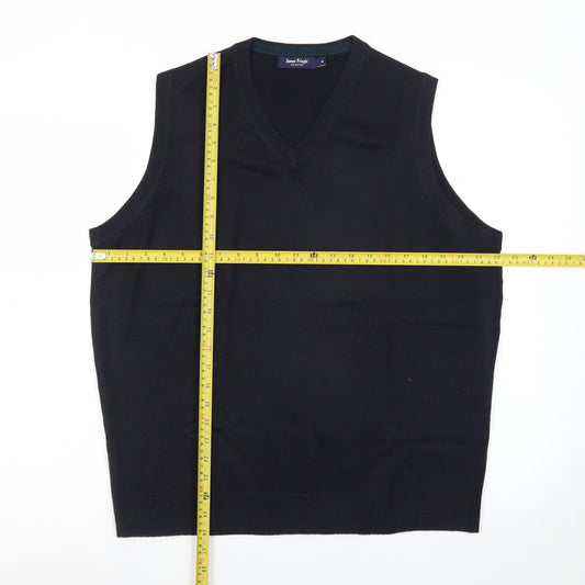 James Pringle Men's Black Acrylic V-Neck Sleeveless Knit Vest M