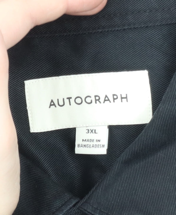 Marks and Spencer Autograph Men's Black 3XL Lyocell Long Sleeve Button-Up Shirt