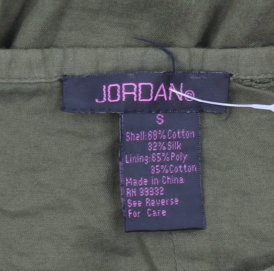JORDANa Women's Green A-Line Embroidered Cotton Silk Skirt Size S
