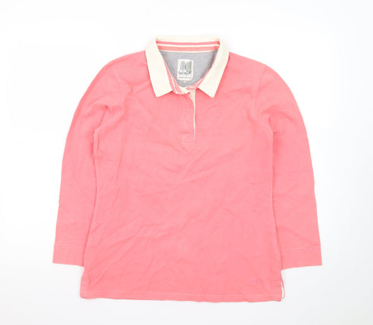 Weird Fish Women's Pink Long Sleeve Collared Polo Top Size 12