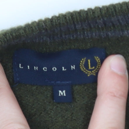 Lincoln Men's Green Wool Crew Neck Pullover Jumper Size M