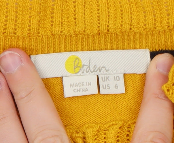 Boden Women's Yellow Knit Cardigan UK 10 Long Sleeve Lightweight