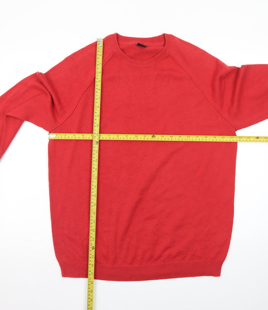Cotton Traders Men's Red Crew Neck Cotton Jumper Size L