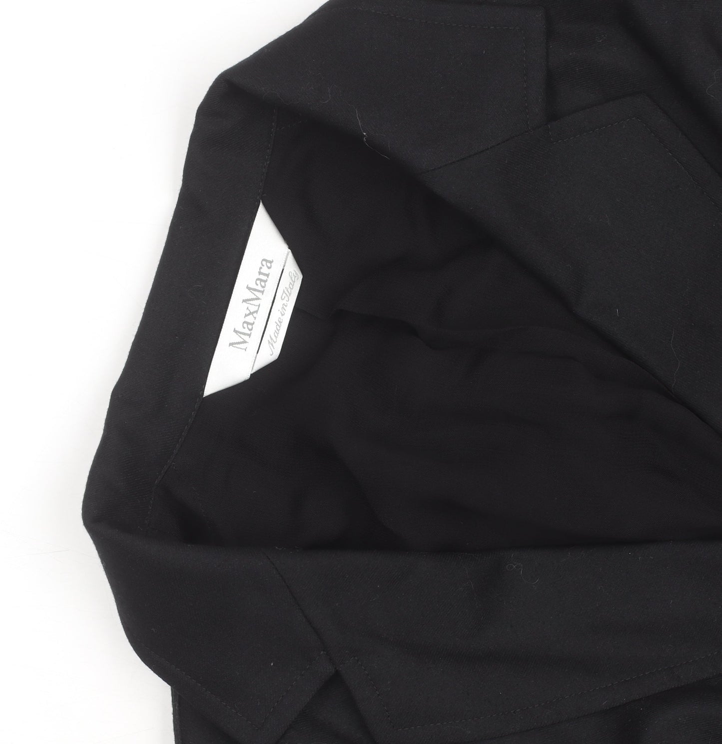 MaxMara Women’s Black Cotton Wrap Dress Size 14 Collared Belted Style