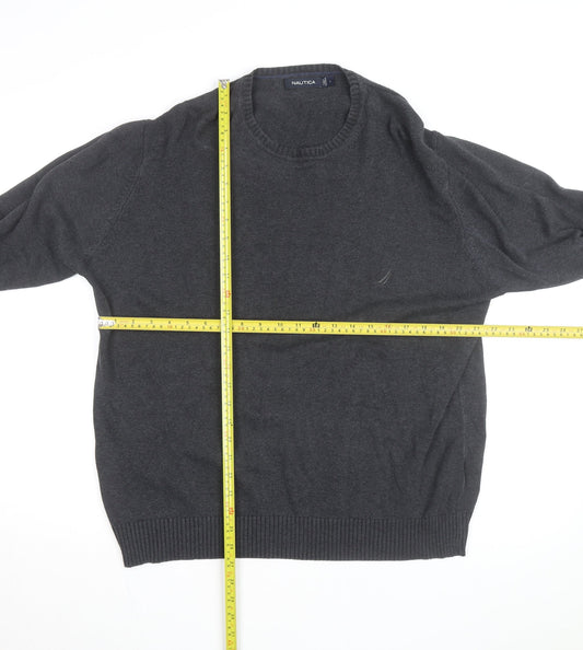 Nautica Men’s Grey Wool Blend Crew Neck Jumper L