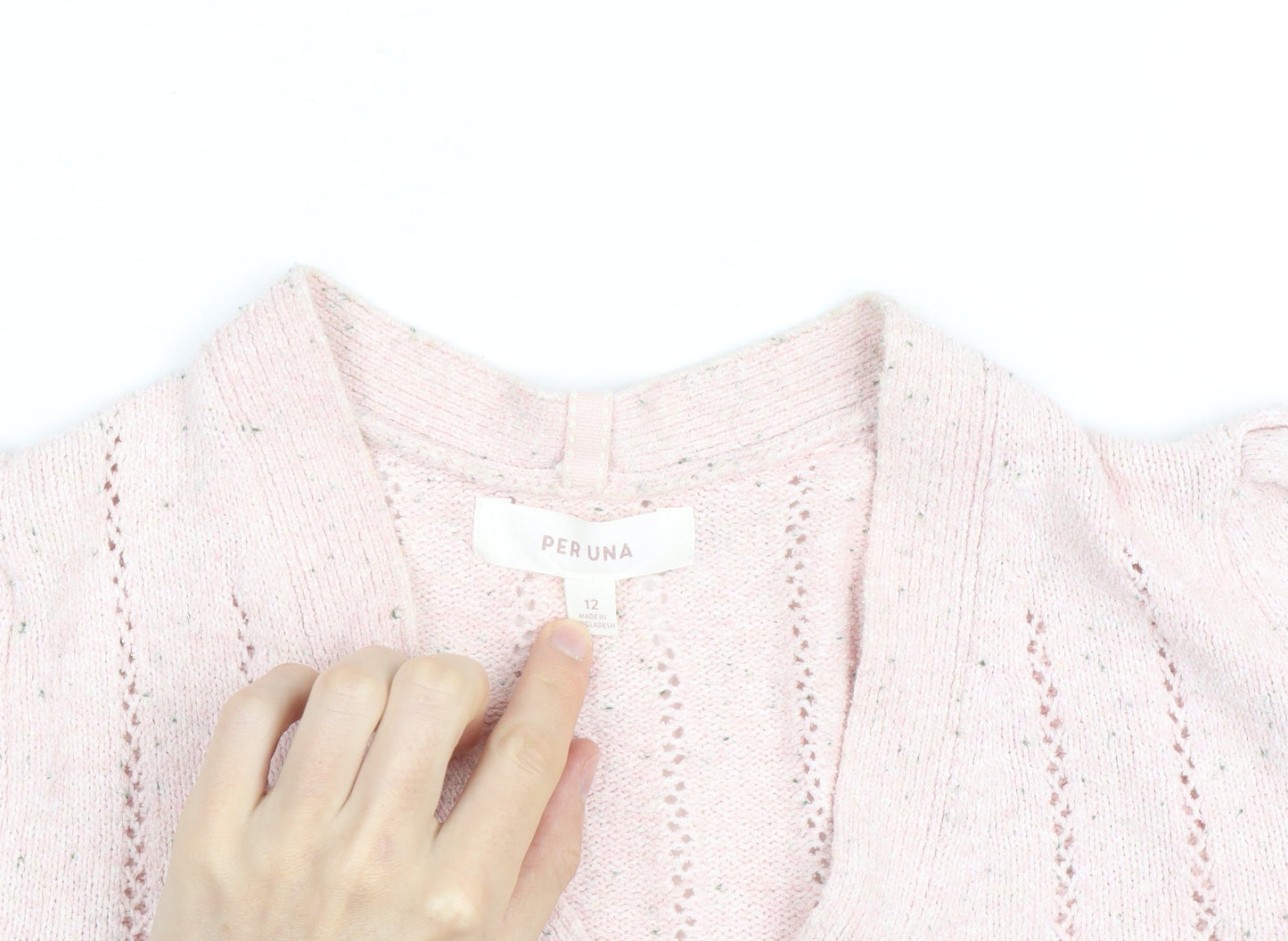 Marks and Spencer Per Una Women Pink Wool Blend V-Neck Henley Jumper Size 12