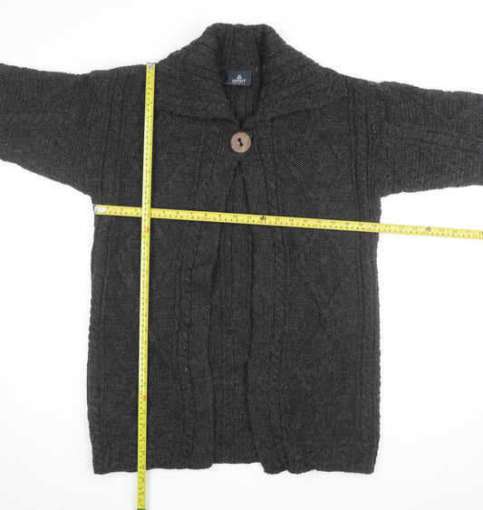 Aran Woollen Mills Men's Grey Wool Cable Knit Cardigan S