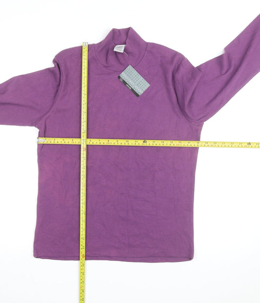 Geoffrey Beene Women's Purple Mock Neck Long Sleeve Cotton Jumper L