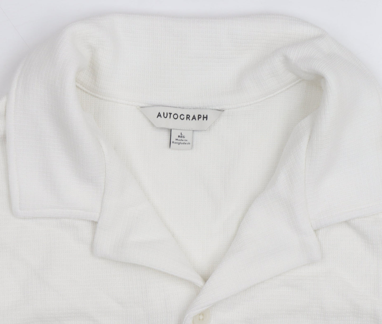 Marks and Spencer Autograph Men's White Regular Fit Button-Up Shirt L