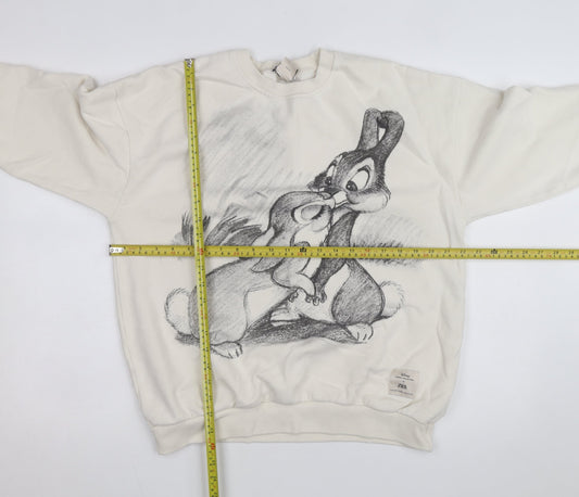 Zara Women Beige Disney Bambi Pullover Sweatshirt Size S