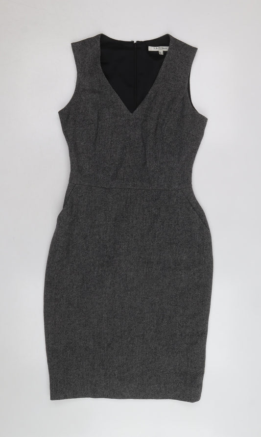Additional front view of L.K. Bennett Women's Grey Wool Sheath Work Dress, size 8