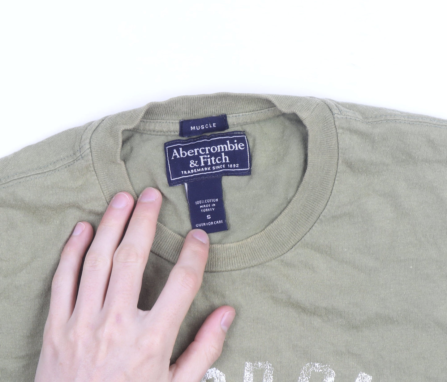 Abercrombie & Fitch Men's Green Crew Neck Graphic T-Shirt Size S
