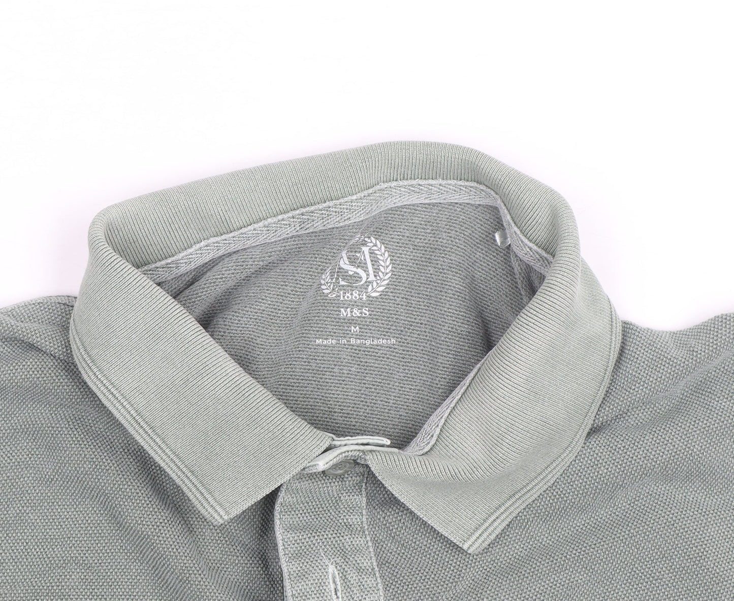 Marks and Spencer Men's Green Cotton Polo Shirt Size M Regular Fit