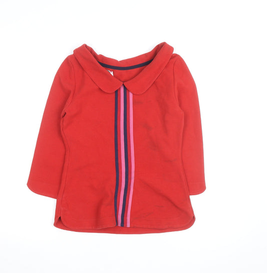 Additional front view of Deloras Teens Red Collared Long Sleeve Striped jumper 9
