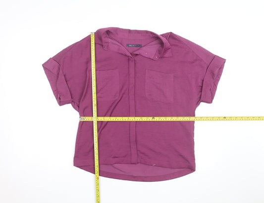 Marks and Spencer Women’s Purple Short Sleeve Collared Blouse Size 10