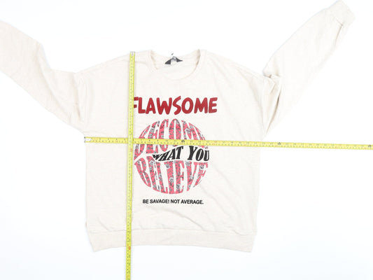 Max Women Beige Graphic Print Pullover Sweatshirt Size 18
