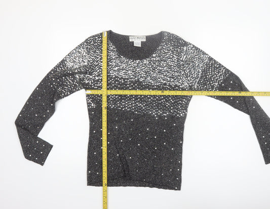 Lauren Michelle Women's Black L Sequin Knit Pullover Jumper