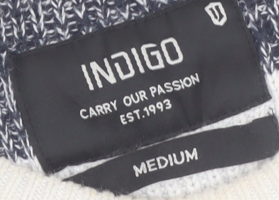 Indigo Men's Grey Striped Cotton Knit Sleeveless Vest Medium