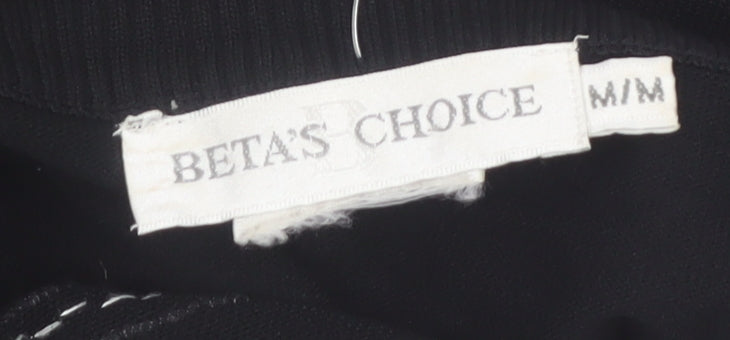 BETA'S CHOICE Women's Black Mock Neck Rhinestone Bird Jumper M