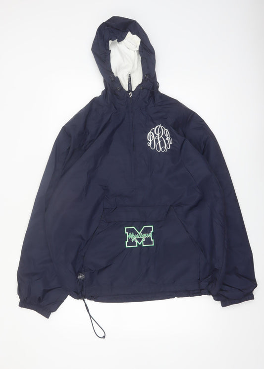 Charles River Apparel Men's Blue Hooded Anorak Jacket Size M