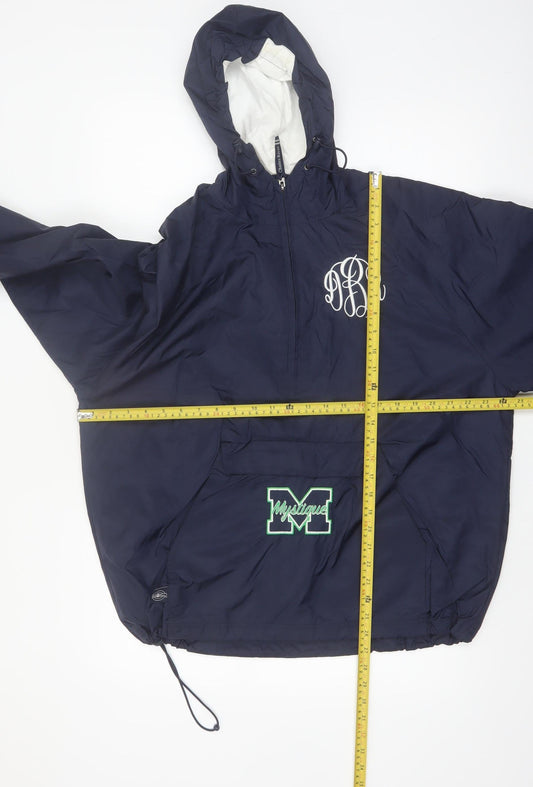 Charles River Apparel Men's Blue Hooded Anorak Jacket Size M