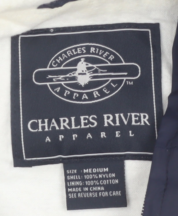 Charles River Apparel Men's Blue Hooded Anorak Jacket Size M