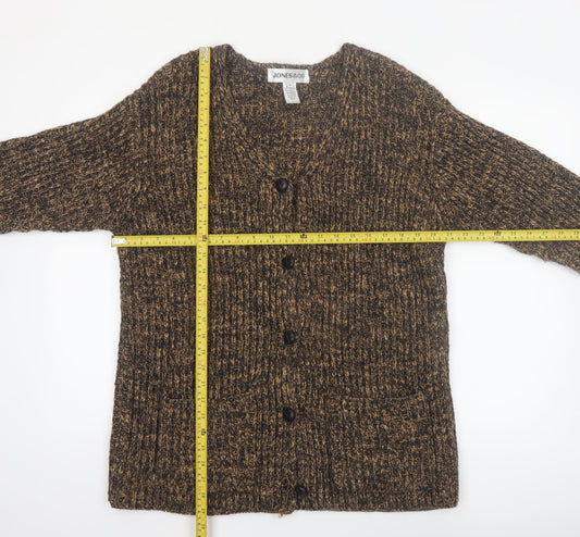 Jones & Co Women's Brown Wool Blend Chunky Knit Cardigan Size S