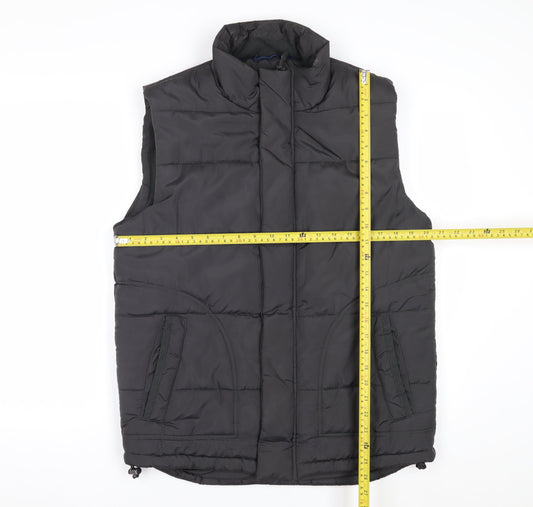 TU Men's Black Puffer Waistcoat Small Regular Fit Polyester