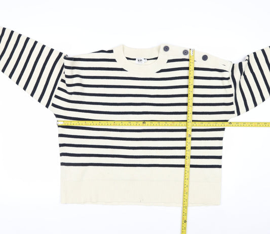 Kin by John Lewis Women Ivory Striped Pullover Jumper M