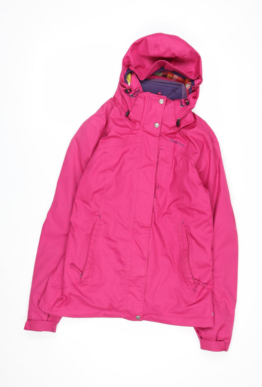 Quechua Womens Pink Hooded Parka Jacket Size 12 Waterproof Lined