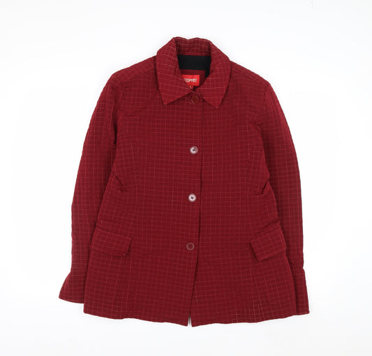 Additional front view of ESPRIT Women's Red Quilted Mid-Length Jacket, size S
