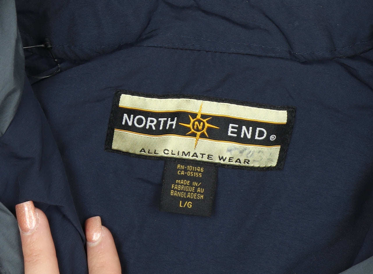 North End Men's Blue Waterproof Hooded Parka Jacket L