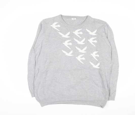 Cotton Traders Women's Silver Bird Knit Cotton Jumper Size 20