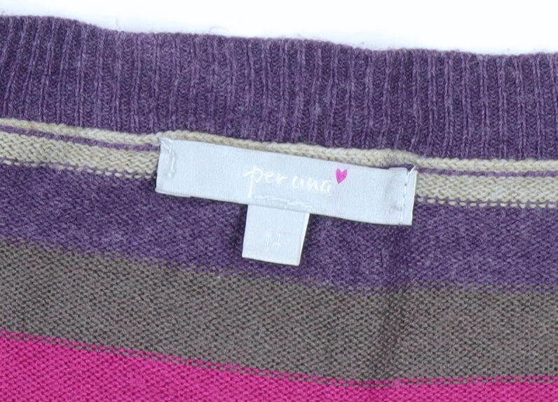 Marks and Spencer Per Una Women's Multicoloured Striped Jumper Size 14