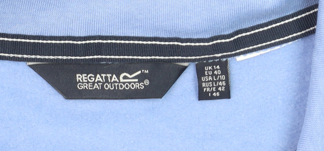 Regatta Womens Blue 1/4 Zip Striped Pullover Sweatshirt Size 14