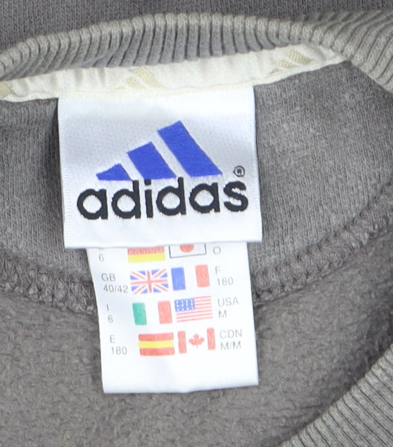 Adidas Men's Grey Medium Pullover Crew Neck Sports Sweatshirt