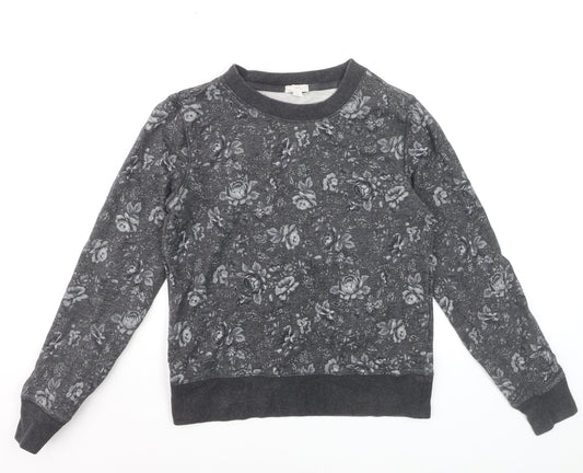 Gap Womens Grey Floral Pullover Sweatshirt XS Cotton Casual