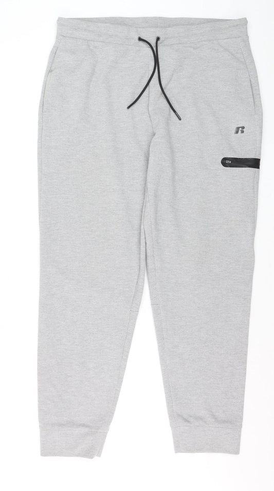 Russell Athletic Men’s Grey Jogger Trousers Size L 36in Regular Fit