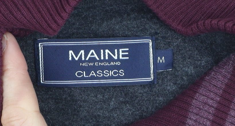 Additional view of Maine New England Men’s Red Cotton 1/4 Zip High Neck Jumper, size M