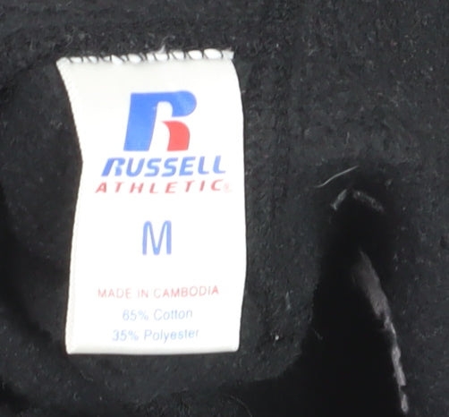Russell Athletic Men’s Black M Pullover Hoodie Mustangs Sports Logo