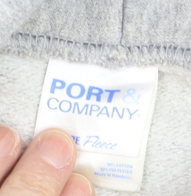 Port & Company Men's Grey Pullover Basketball Hoodie Size M