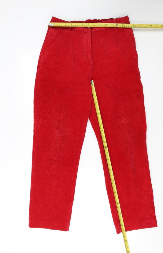 Lands' End Women's Red Corduroy Petite Size 10P Straight Leg Trousers