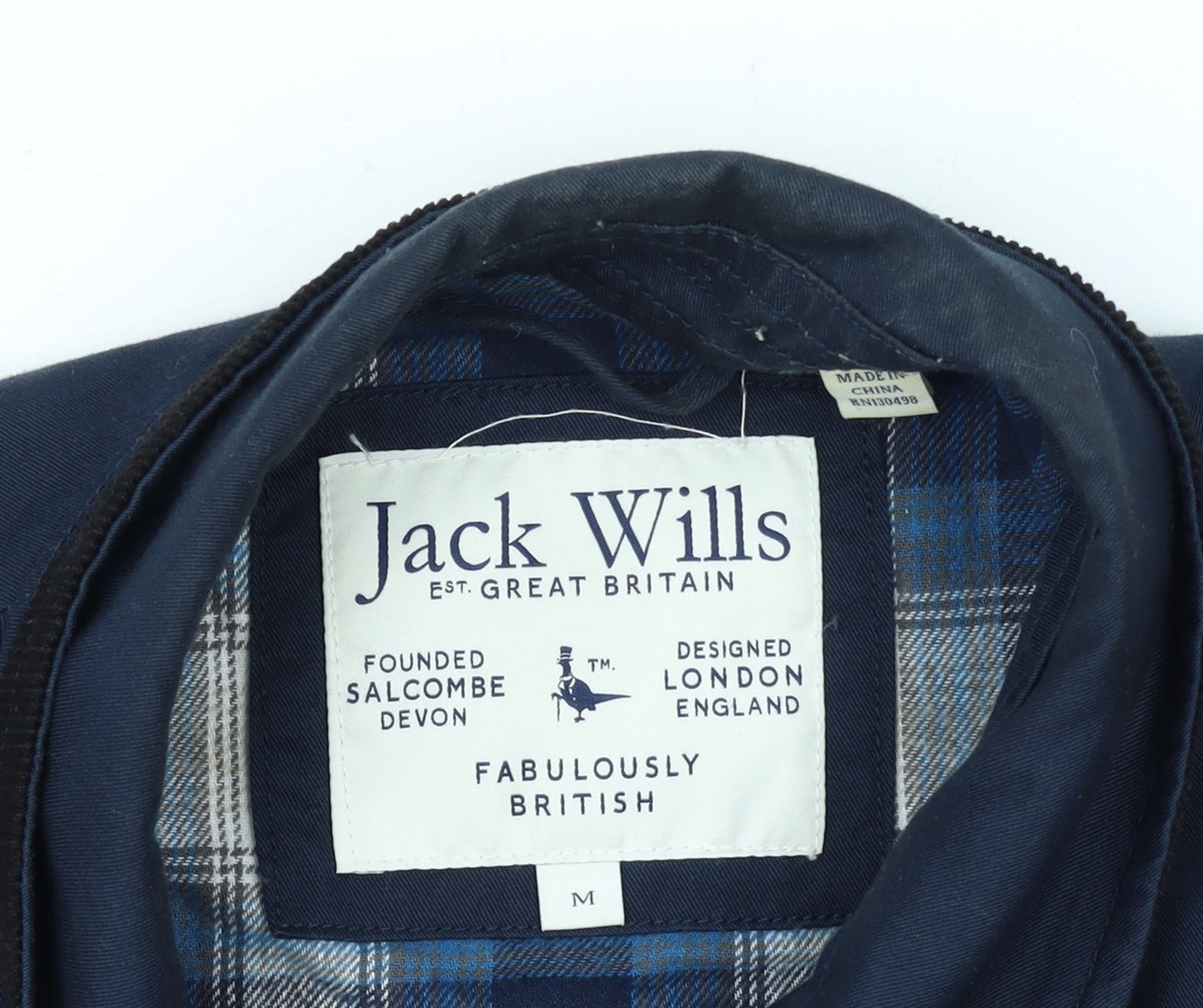 Jack Wills Men's Blue Cotton Bomber Jacket M Classic Zip Casual
