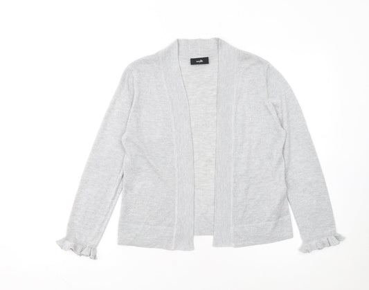 Wallis Women Grey Metallic Knit Long Sleeve Open Cardigan Size S
