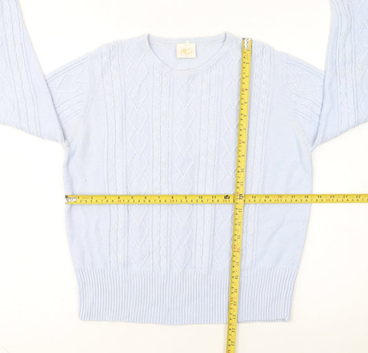 Country Casuals Women Blue Cotton Cable-Knit Jumper M