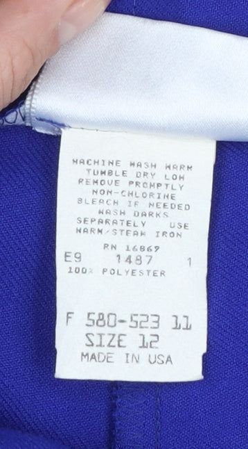 Lucia Womens Blue Tapered Pleated High Rise Trousers Size 12