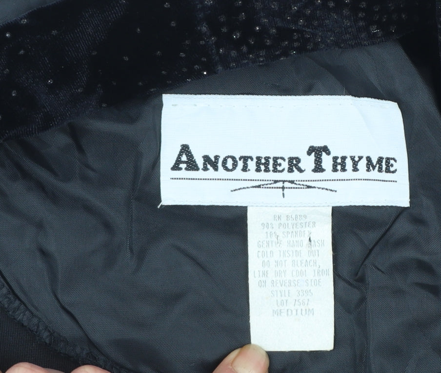 Another Thyme Women's Black Velvet Cropped Bolero Jacket Medium