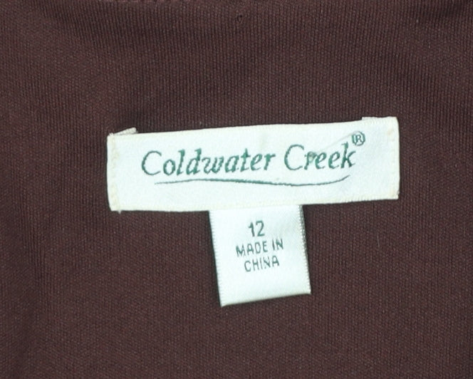 Coldwater Creek Women Brown Satin Wrap Blouse Size 12
