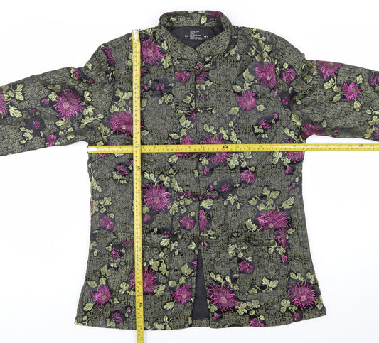 Robert Louis Women's Black Floral Silk Blend Jacket Size S