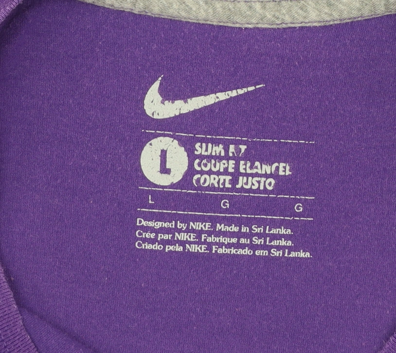 Nike Womens Purple Slim Fit T-Shirt Size L Activewear Top